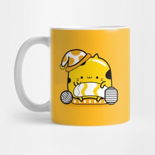 yellow cat knitter profession Mug